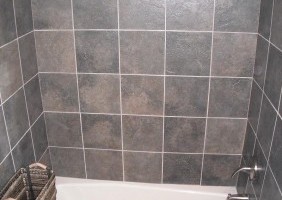 Dark Slate Shower Bathroom Remodel