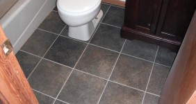 Dark Slate Flooring Bathroom Remodel